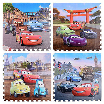 Baby Crawl Mat Set of 4 Cars Print (Each 62x62x1 cm)