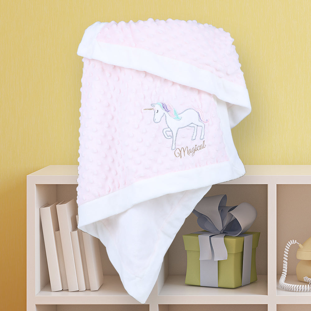Magical Unicorn Dotted Super Soft Fluffy Pink Blanket