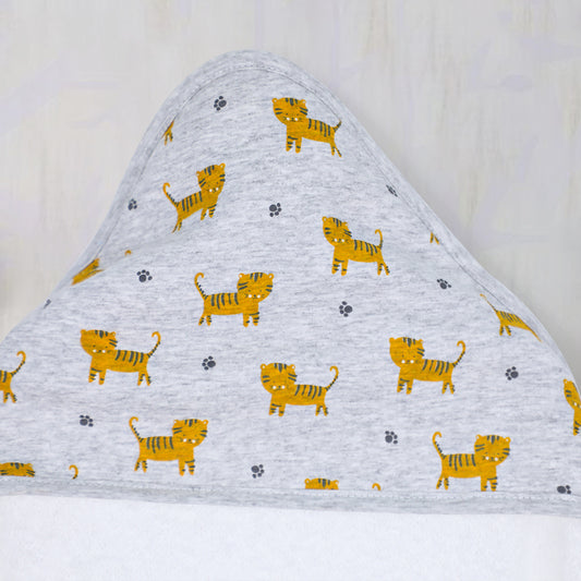 Baby Tiger Print Fur Hooded Towel