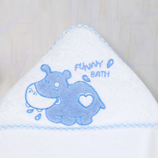 Hippo Print Fur Hooded Towel for Kids