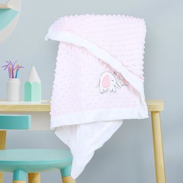 Cute Elephant Baby Dotted Super Soft Fluffy Blue Blanket