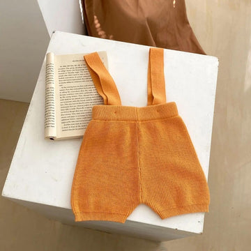 Knitted Sleeveless Suspender Romper For Baby's