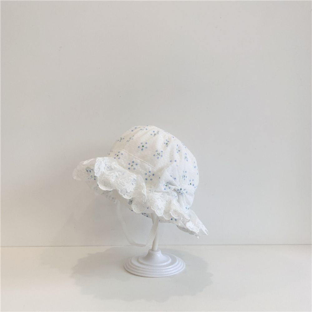 Super Soft White Floral Straw Hat With Laces To Years