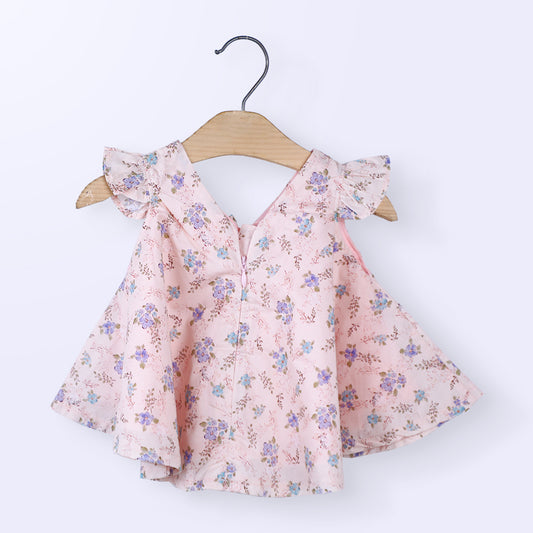 Sleeveless Flower Print Baby Frock