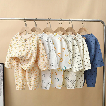 Cute Printed Soft Muslin Comfortable Night Suit Pyjama Set For Kids