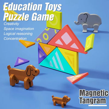 Educational Toys Puzzle Game-Magnetic Animal Tangram Set