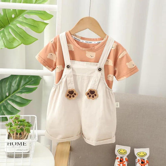Stylish Cotton T-Shirt And Dungaree Set