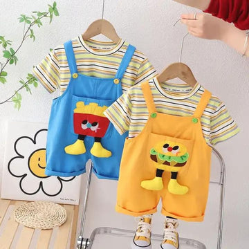 T-shirt and Dungaree Overall Set