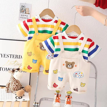 T-shirt and Dungaree Overall Set