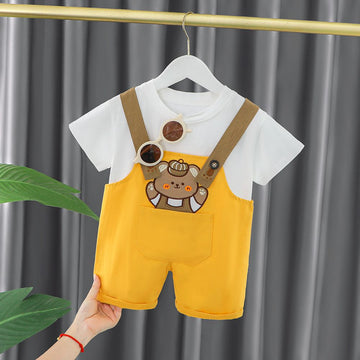 T-shirt and Dungaree Overall Set