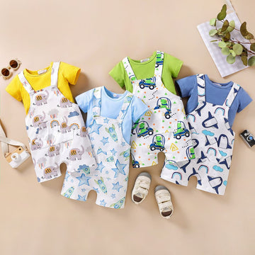 T-shirt and Dungaree Overall Set