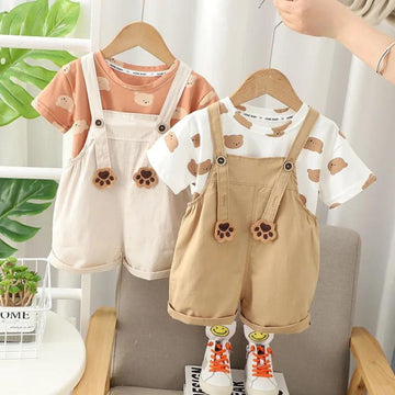 Stylish Cotton T-Shirt And Dungaree Set