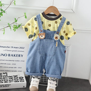 T-shirt and Dungaree Overall Set