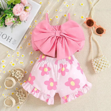Bow Top And Shorts Set
