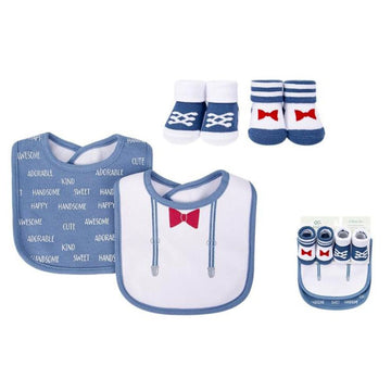 Blue & White Baby Bibs and Socks Set