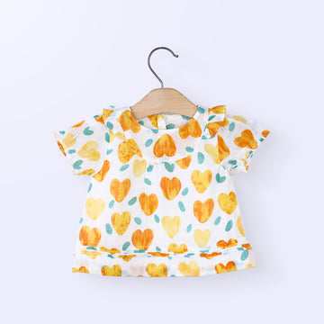 Heart Print Half Sleeve Baby Girl Frock