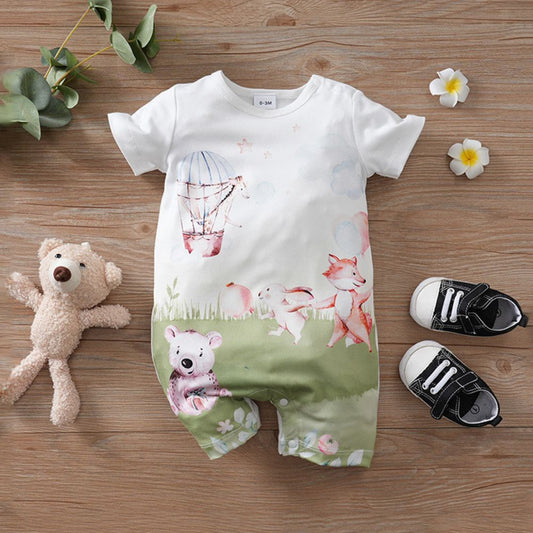 Kids' Animal Print Half Sleeve Romper