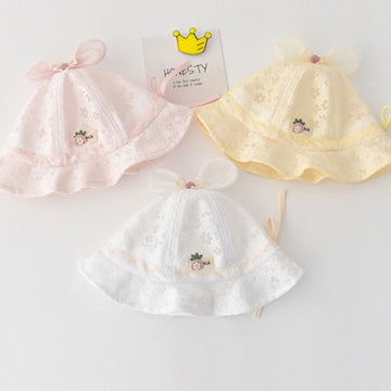Stylish Net Design Bow Hat For Baby Girls 2 To 4 Years