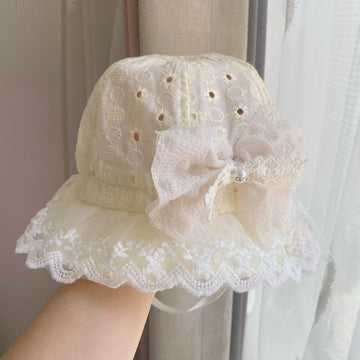 Soft Cotton Bucket Hat With Laces For Baby Girls 2 To 5 Years