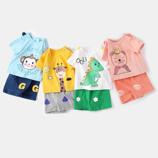 Toddler Cute Cartoon Prints T-shirt And Short Pant Sets