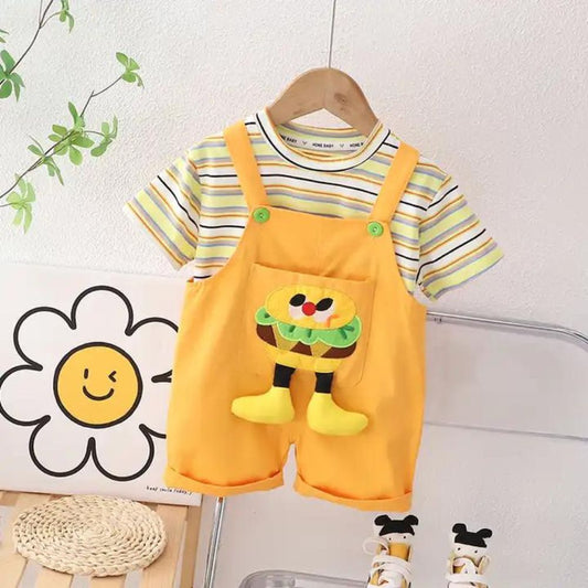 T-shirt and Dungaree Overall Set