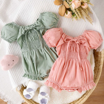 Ruffled Design Stretchable Soft Onesies Dress For Newborn