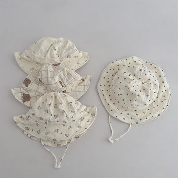 Stylish Organic Muslin Cotton Summer Hat For Girls 4 - 9 Years