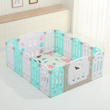 16 Panel Foldable Baby Playpen Activity Safety Play Yard