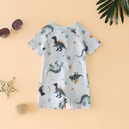 Baby Boy's Dinosaur Print Rash Guard Swimsuit