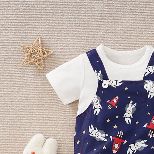 Cosmic Adventure Space Print Half Romper for Kids
