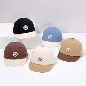 Trending Smiley Logo Double Colour Cotton Baseball Cap For Kids 2 - 6 Year