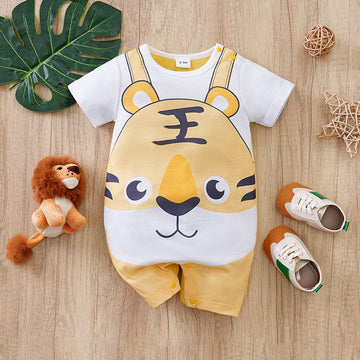 Tiger Print Half Sleeve Romper
