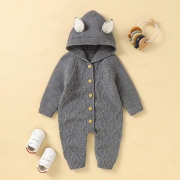 Woolen Knitted Hooded Romper