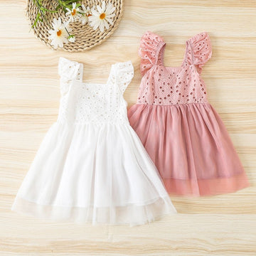 Knitted Stylish Party Wear Soft Net Layered Backless Frock