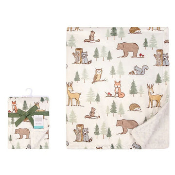Woodland Animal Print Mink Blanket