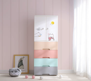 7 Layer Thickened Fibre Plastic Almirah With Cupboard, Storage Drawers