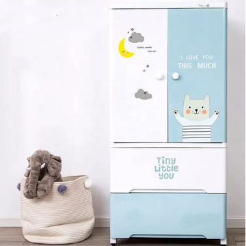 5 Layer Thickened Fibre Plastic Baby Almirah With Cupboard, Storage Drawers