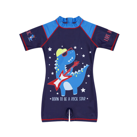 Cartoon Graphic One Piece Swimsuit with Cap