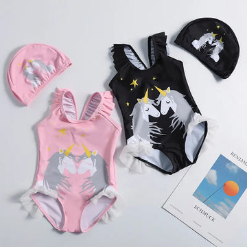 Unicorn Print Ruffle Swimsuit