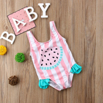 Girls Watermelon Swimsuit with Side Frills