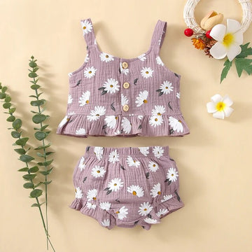 Sleeveless Top & Shorts Co-ord Sets Floral Print Dress