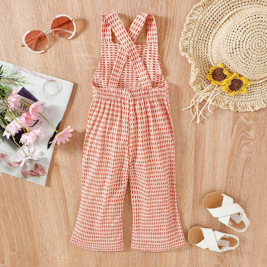 Heart Ruffle Plaid Jumpsuit For Baby Girls