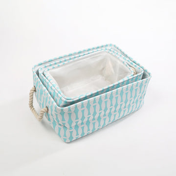 Foldable Storage Basket with Strong Cotton Rope Handle - Pack of 3