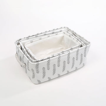 Foldable Storage Basket with Strong Cotton Rope Handle - Pack of 3