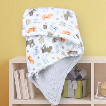 Fluffy Fleeced Cute Animals Print Blanket For Baby