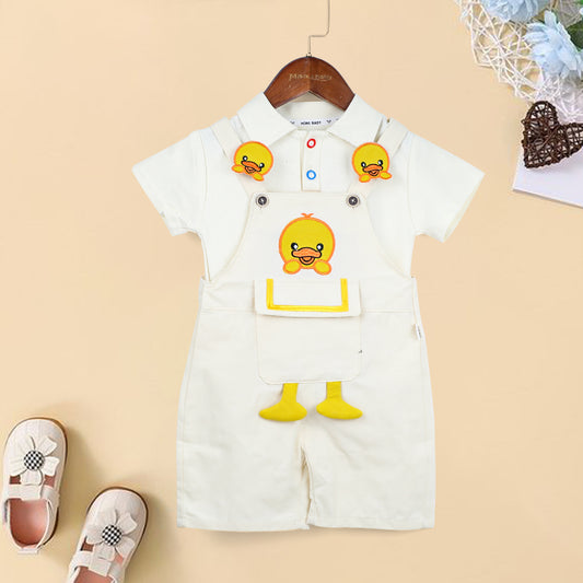 Cotton Polo Tee with Dungaree Set