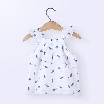 Leaf Print Baby Girl Sleeveless Frock