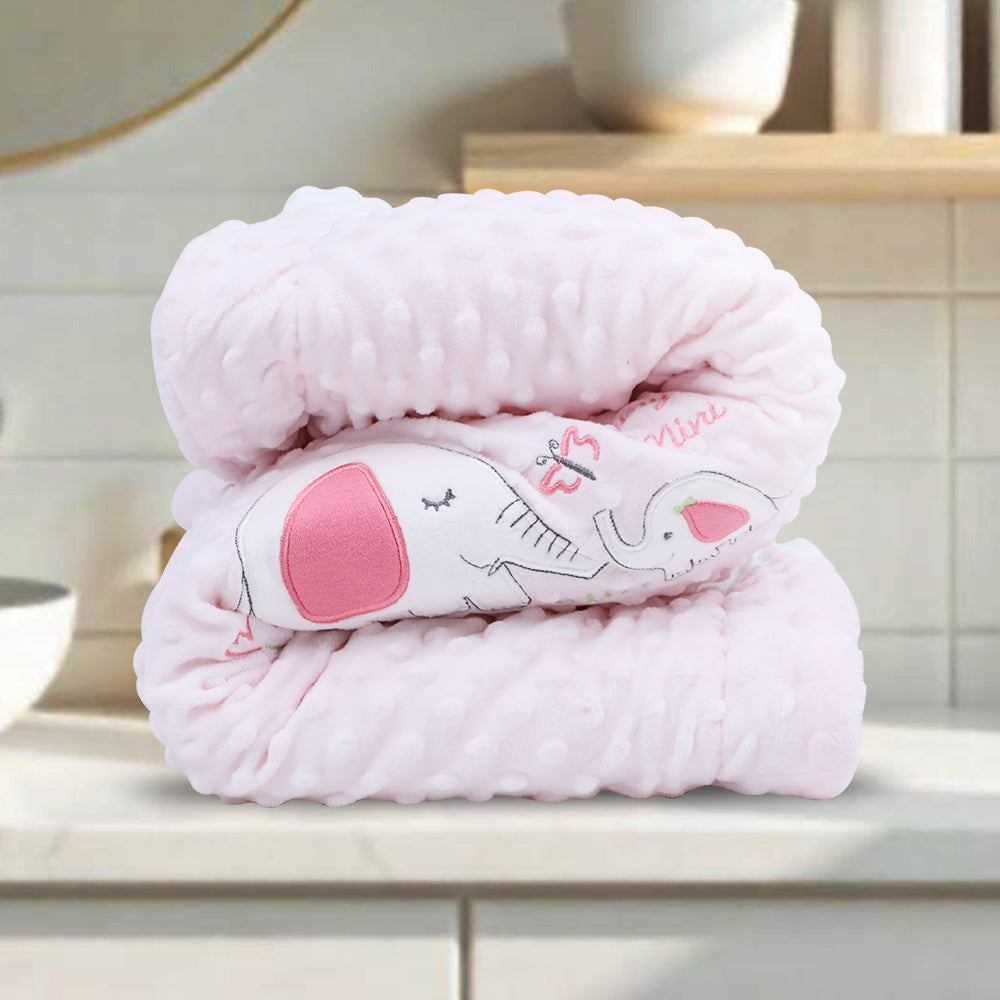 Elephant Mommy's Mini Print Fur Blanket for Kids