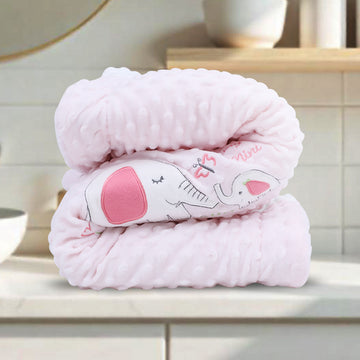 Elephant Mommy's Mini Print Fur Blanket for Kids