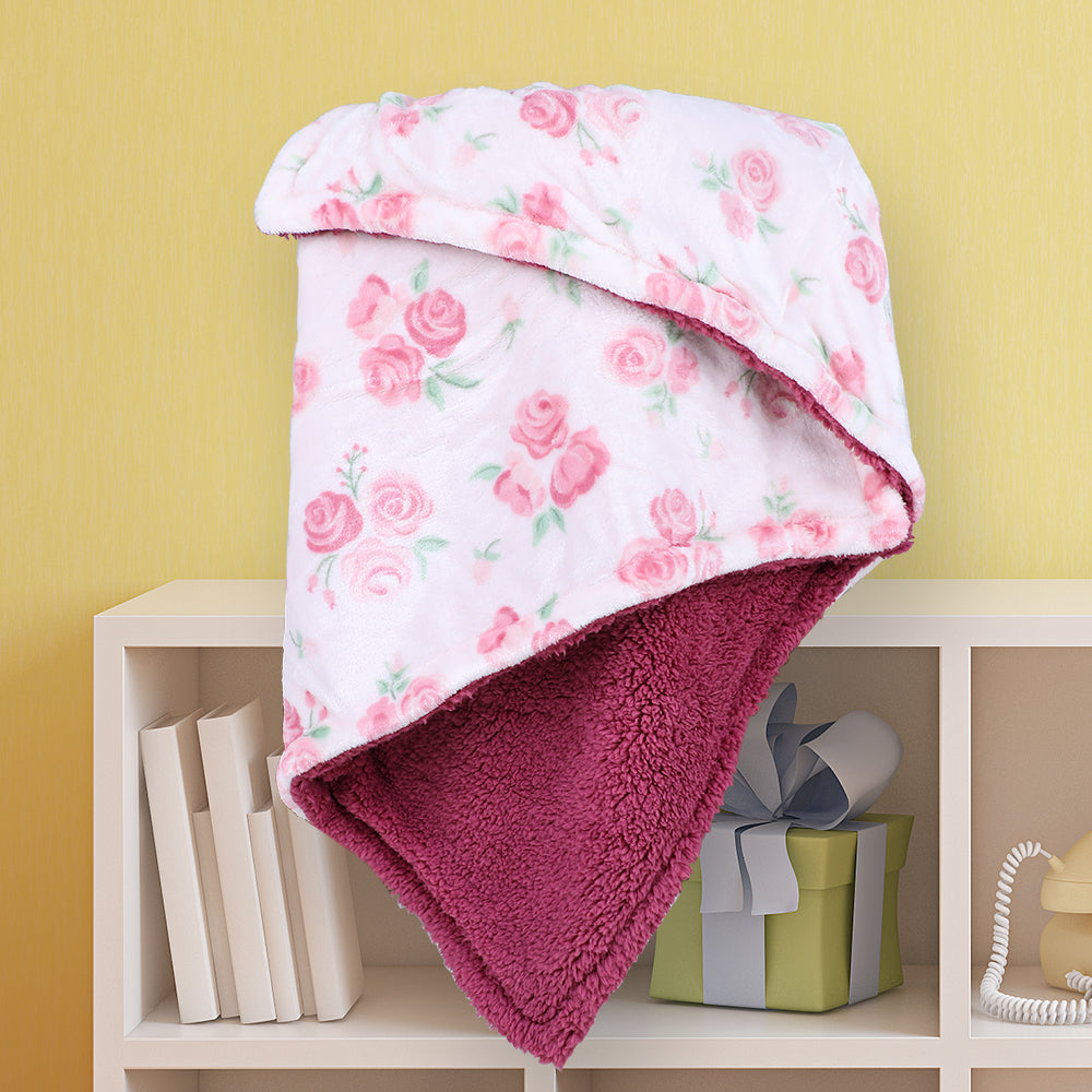 All Season Super Soft Blanket Rose Print For Baby